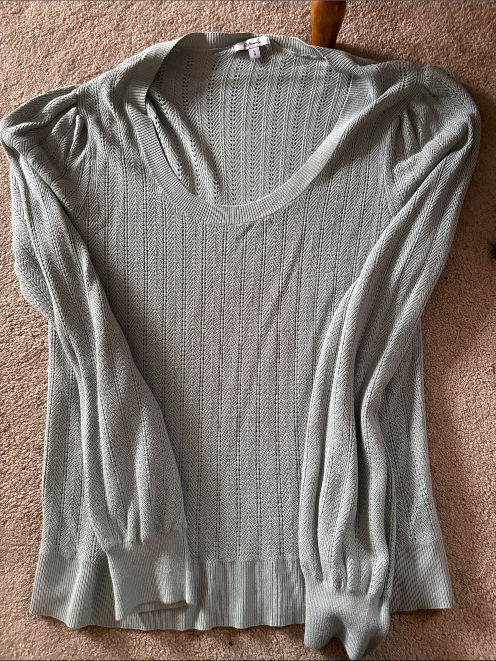 Reitmans Light Sage Openwork Knit Top
